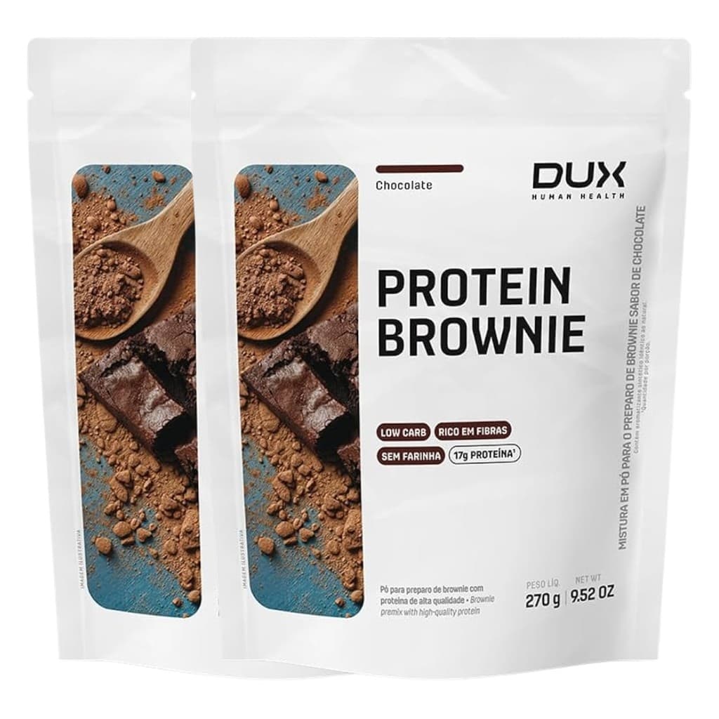 Kit 2x Protein Brownie 270g Dux Saboroso Proteinas Low Carb Academia Snack Saudável
