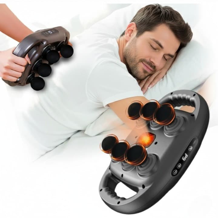 Massageador Muscular Elétrico Profundo com 6 Pontas para Relaxamento Corporal