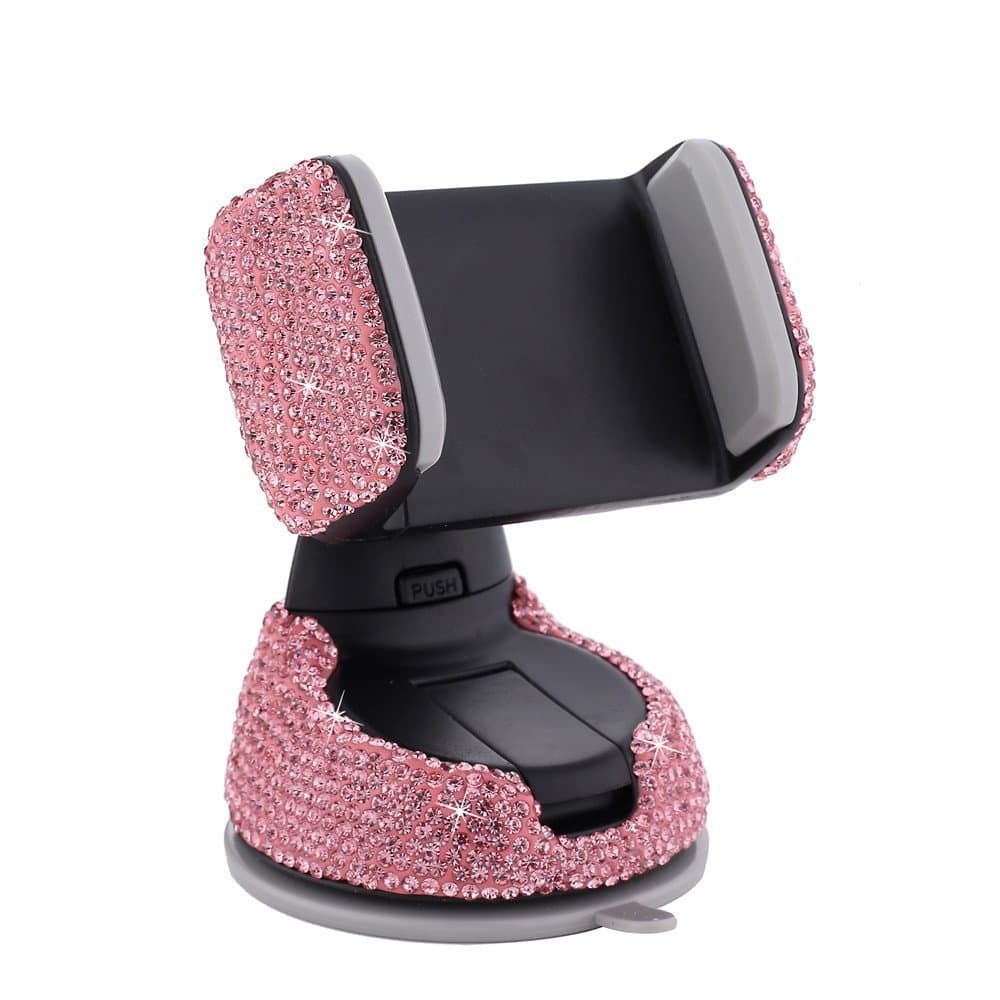 Suporte de celular para carro com incrustações de diamante, suporte multifuncional para navegação em carro com fixação n