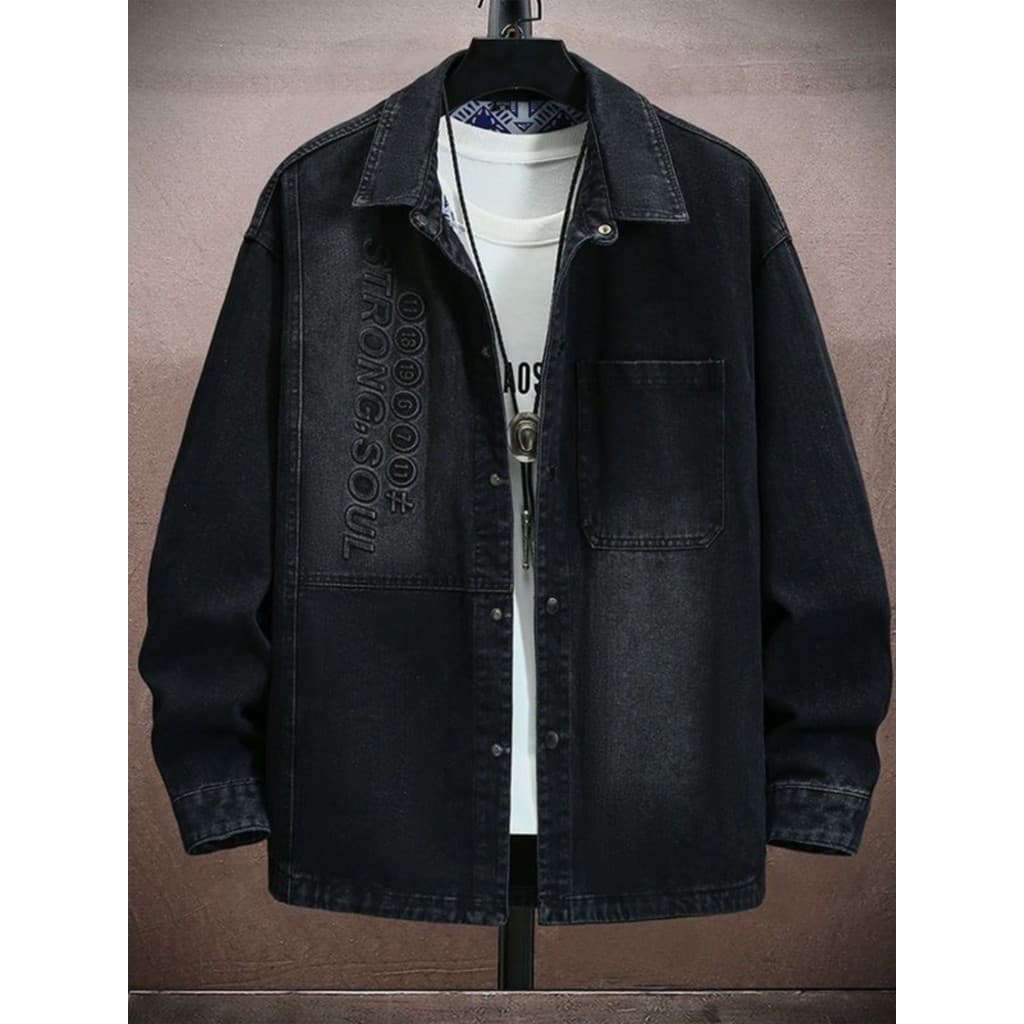 Gradiente Denim camisa jaqueta masculina primavera outono novo estilo Casual Workwear jaqueta masculina estudante univer