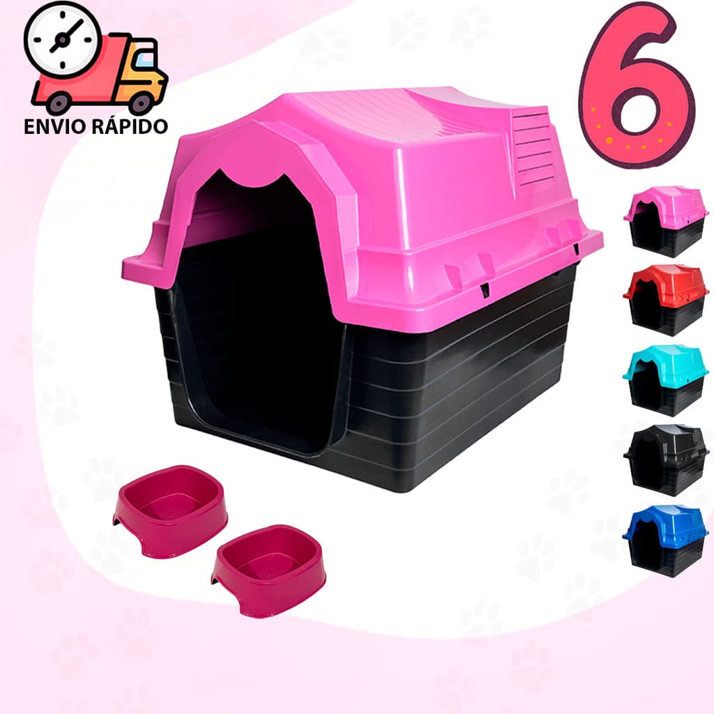 Casinha de Cachorro N6 Para Cachorro Medio Grande Porte Com Comedouro e Bebedouro 1000ml
