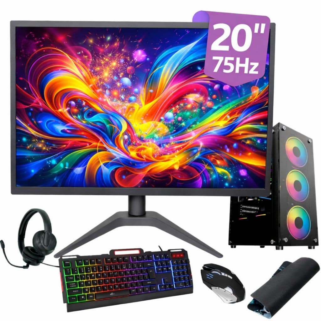 Computador PC Gamer i5 3ª RX550 RAM 16GB SSD 1TB NVMe + Monitor 20" + Kit Gamer