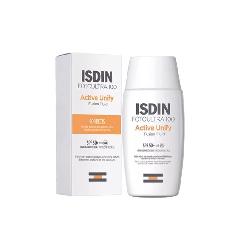 Isdin Fotoultra 100 clareador Protetor Solar FPS50 Ative Unify fusion 50ml