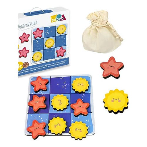 Jogo da Velha em Madeira - Coleção Joguinhos de Bolsa bolso - Brinquedos e Jogos Educativos - BABEBI -EDUCATIVO MDF