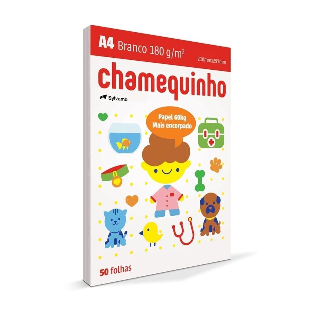 Papel Chamequinho branco A4 180g 210mmx297mm 50 fls