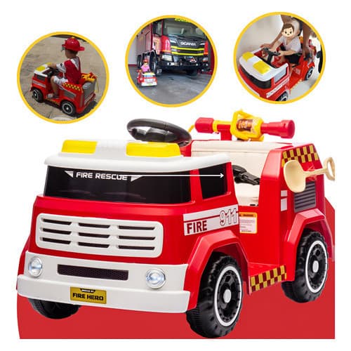 Carrinho Elétrico Bombeiro Caminhão Elétrico Infantil Bombeiro 12v 30kg Controle Remoto