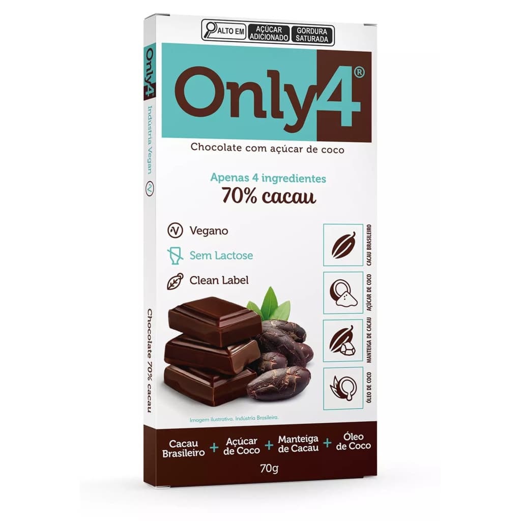 Chocolate Only4 70 % Cacau Importado Original Pronta Entrega