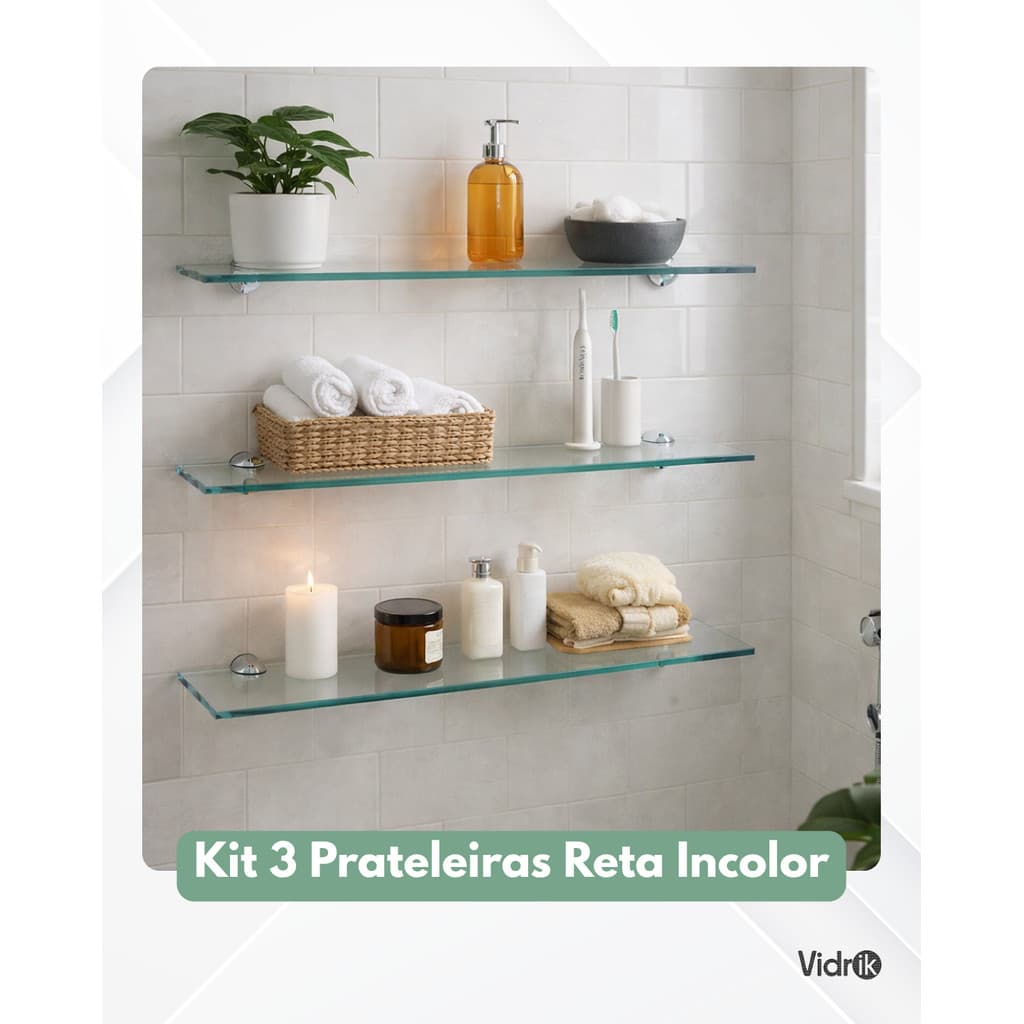KIT 3 PRATELEIRAS ORGANIZADOR DE BANHEIRO 50X15 8MM INCOLOR