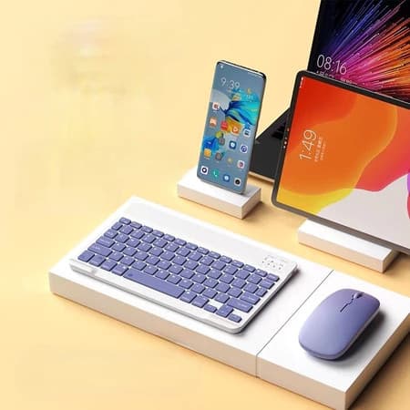 Kit Teclado e Mouse Sem Fio Bluetooth Colorido Macaron Para PC iPad Tablet Notebook iOS Android Windows 6732