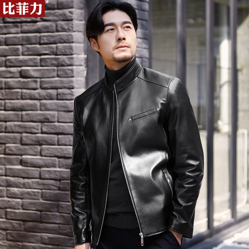 Bifili jaqueta de couro genuíno masculina jaqueta de couro da motocicleta na moda Haining jaqueta de couro pele de carne