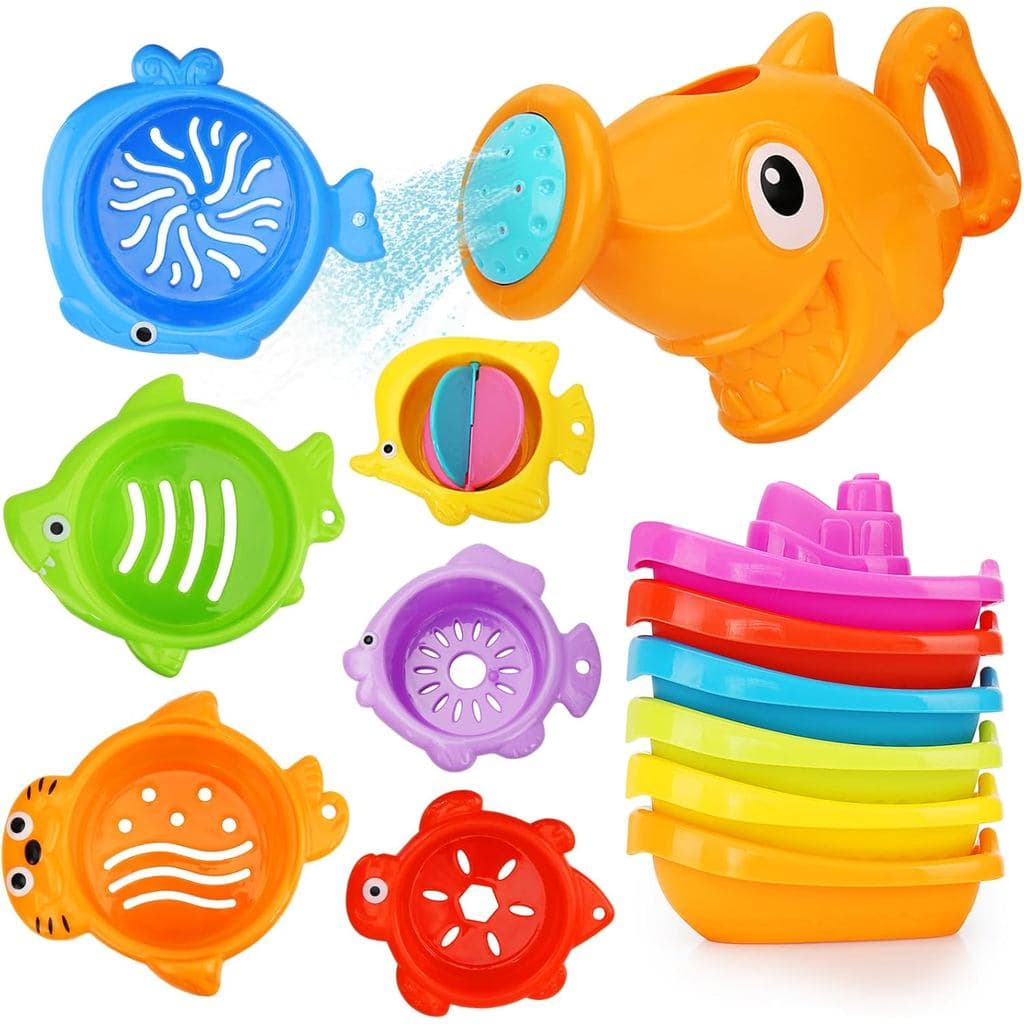 Brinquedos de banho para bebês, para crianças de 1 a 3 anos, 13 peças de brinquedos para banheira, para bebês de 6 a 12 