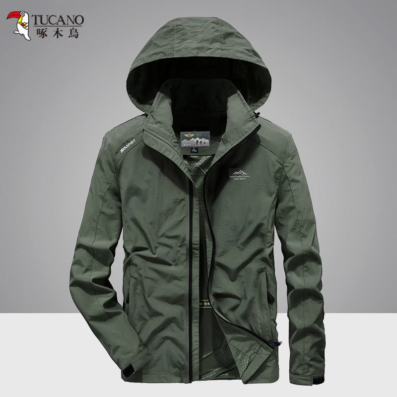 Woodpecker jaqueta masculina primavera outono fino à prova dwaterproof água jaqueta superior roupas masculinas de meia-i