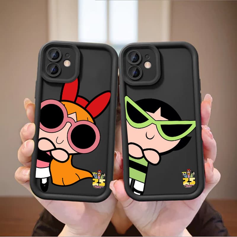 Capinha para iPhone 12/13/14/15/16/17 Pro Max Capa de celular de silicone macio com estampa das Meninas Superpoderosas