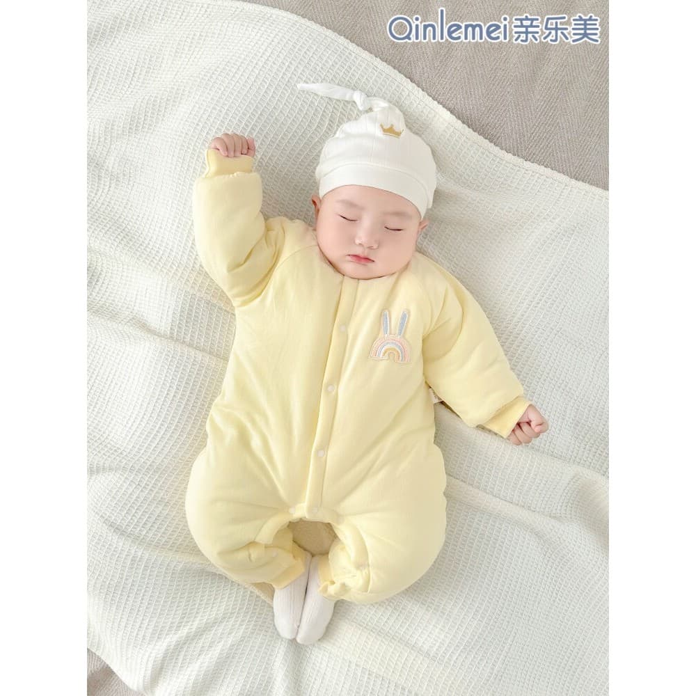 Bebê recém-nascido roupas acolchoadas de uma peça outono inverno estilo bebê menina roupas de algodão inverno recém-nasc