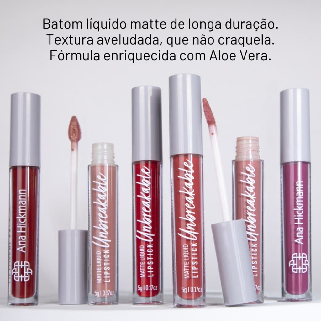 Batom Líquido Matte Ana Hickmann | Longa Duração e Textura Aveludada | Com Aloe Vera | Vegano