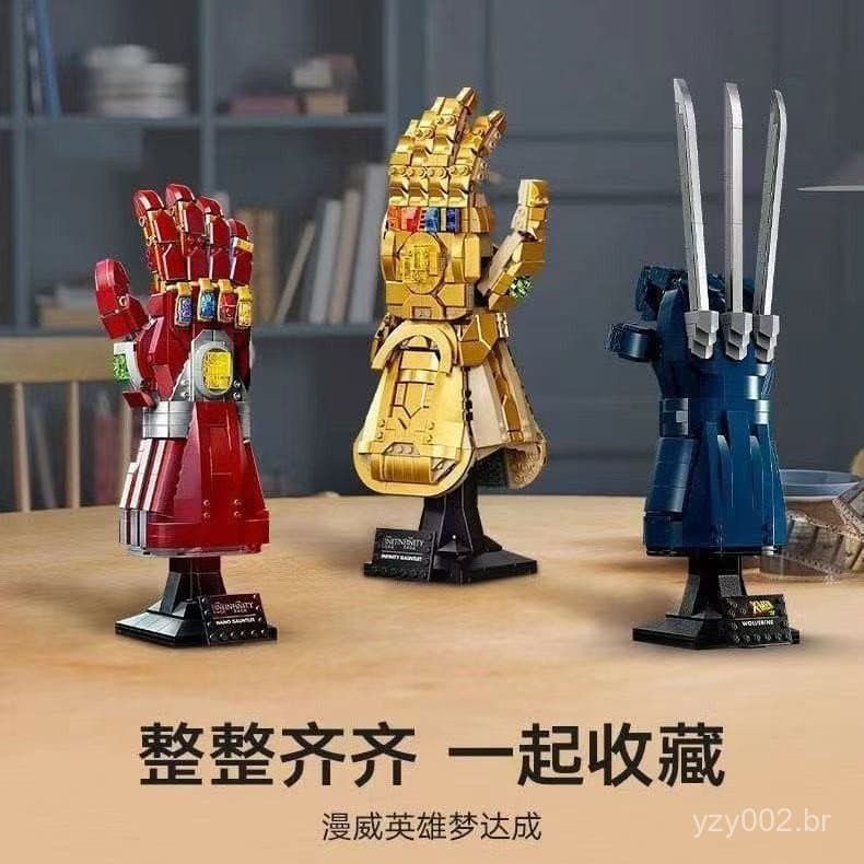 650 peças de blocos de montar Lego, luvas nano do Infinito do Thanos, garra de lobo do King Kong, brinquedo montável par