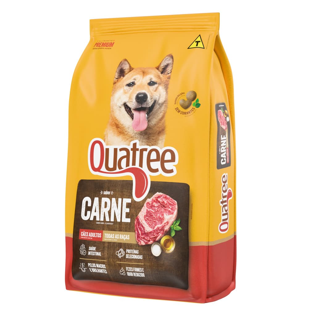 Ração Quatree Carne Cães Adultos Para Cachorros De Todas as Raças Premium Plus