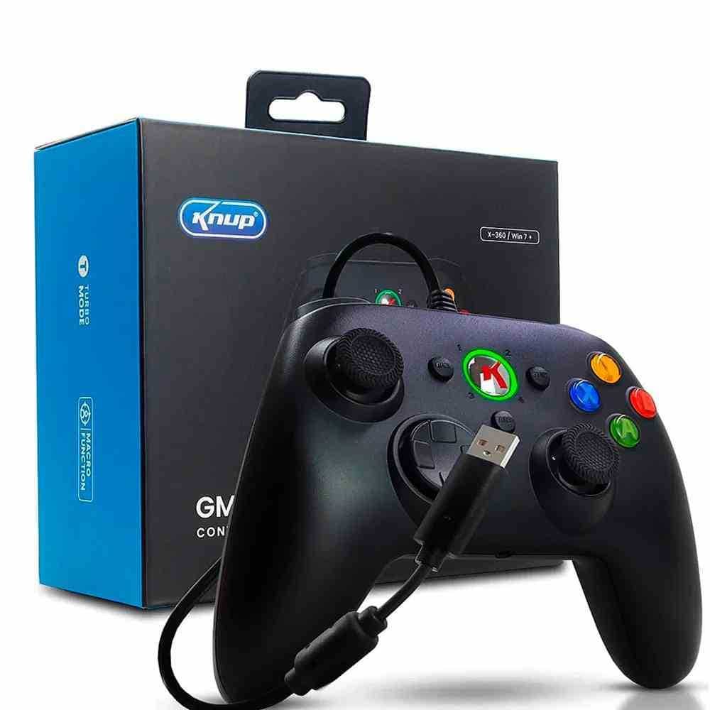 Controle De Xbox 360 Com Fio USB Joystick Jogo Para Video Game e PC Vibração Dupla Botões Macros
