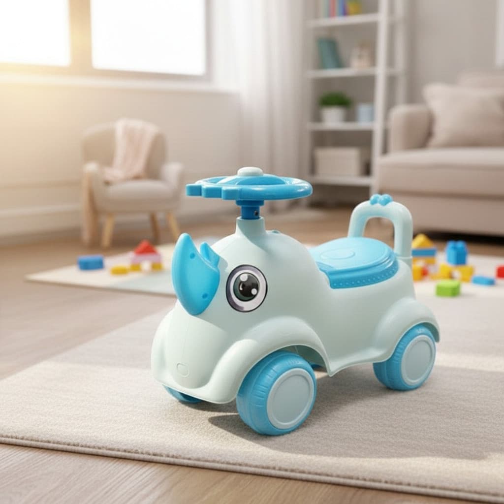 Andador Infantil Para Bebê Rinoceronte Azul Carrinho Menino