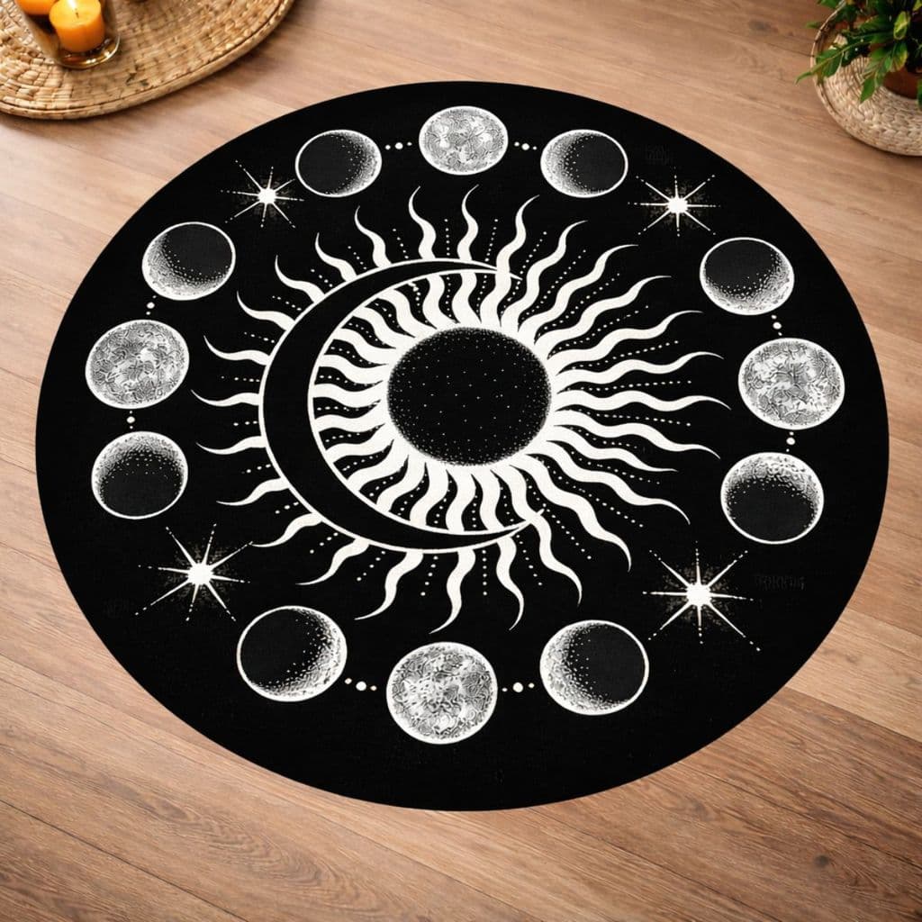 Tapete Redondo Decorativo 88cm Antiderrapante para Sala e Quarto 2161