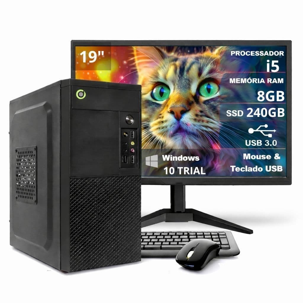Computador On Corp Completo i5 8GB RAM 240GB SSD Win10 Monitor 19