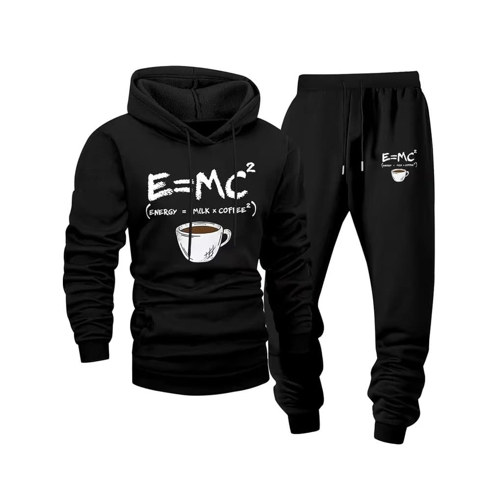 Conjunto Moletom Canguru Masculino Café Blusa De Frio + Calça Moletom Estampados Unissex Outono/Inverno