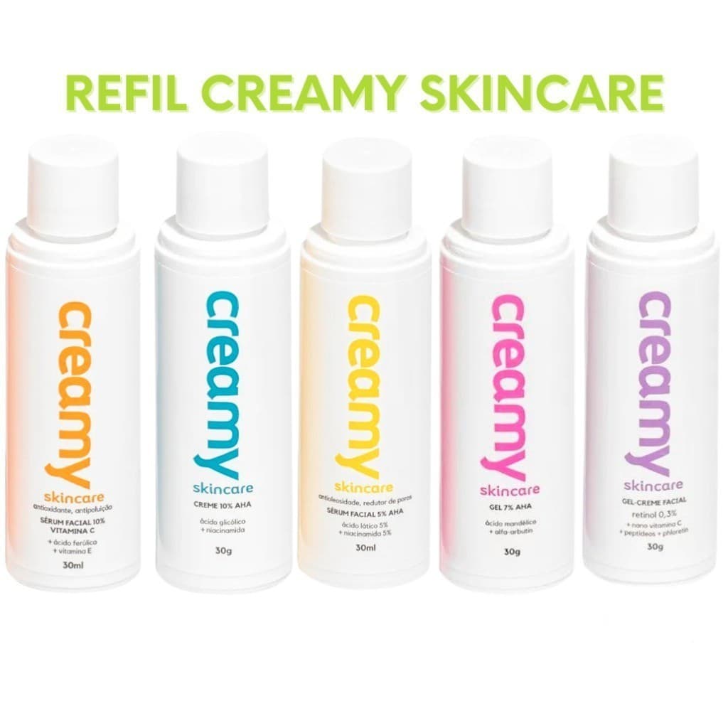 Refil Creamy Skincare Ácidos Retinol, Lático, Mandélico, Glicólico e Vitamina C 30g