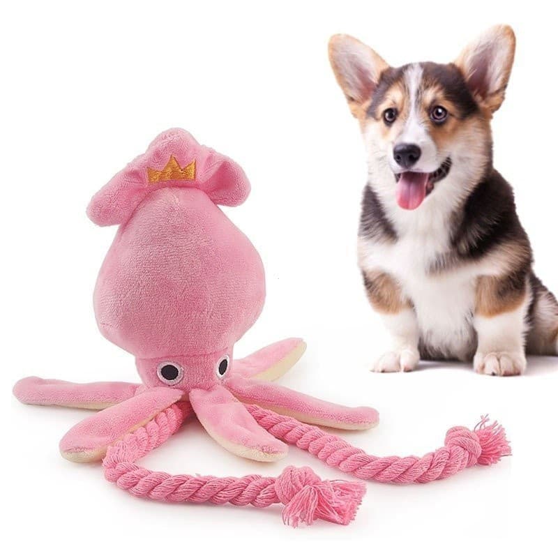 Bonito Lula Pequeno Cão Brinquedo Som Rangido BB Pelúcia Pet Filhote De Cachorro Corda Mastigar Brinquedos Para Gato
