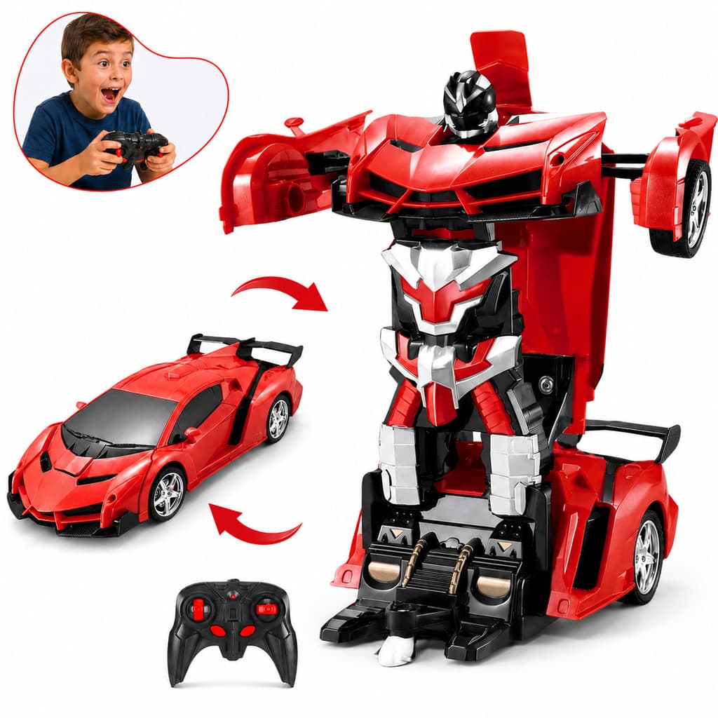 Carrinho Robô Transformer Controle Remoto Infantil Carro Transformer Que Vira Robô a Pilha Kizumba