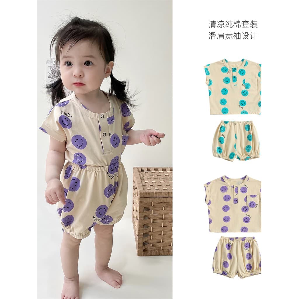 Ins infantil moda pequeno terno bebê menina verão Super bonito roupas de passeio bebê menino puro algodão manga curta ca