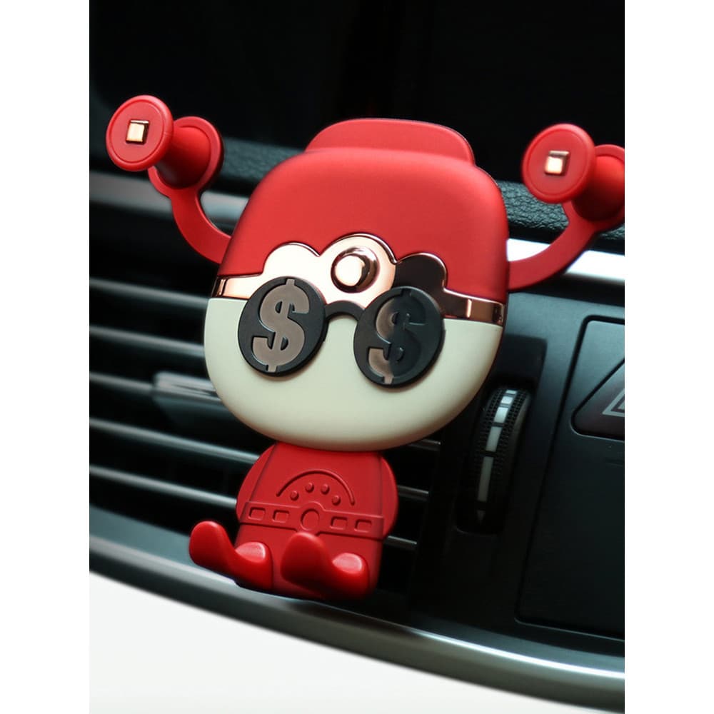 Criativo deus da riqueza suporte do telefone do carro ar condicionado suporte de saída de ar navegação do carro Interior