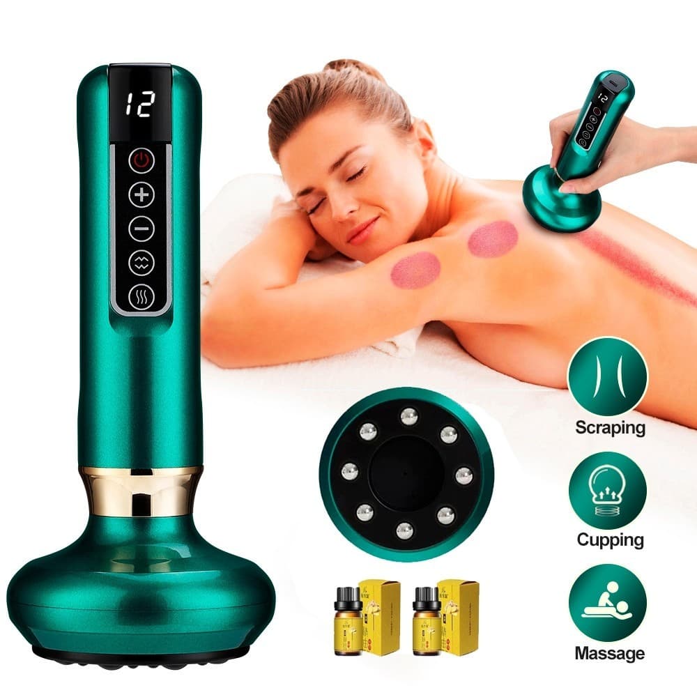 Aparelho Ventosaterapia Elétrica 12 Intensidades Massageador Corporal Vácuo Calor Infravermelho Alívio Dores Musculares