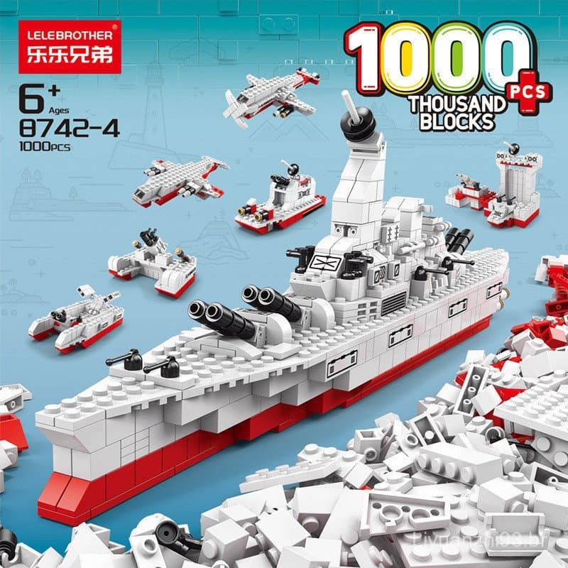 Blocos de montar Lego de 1000 peças, modelo de montagem de grande porta-aviões, navio de guerra, adequado para crianças 