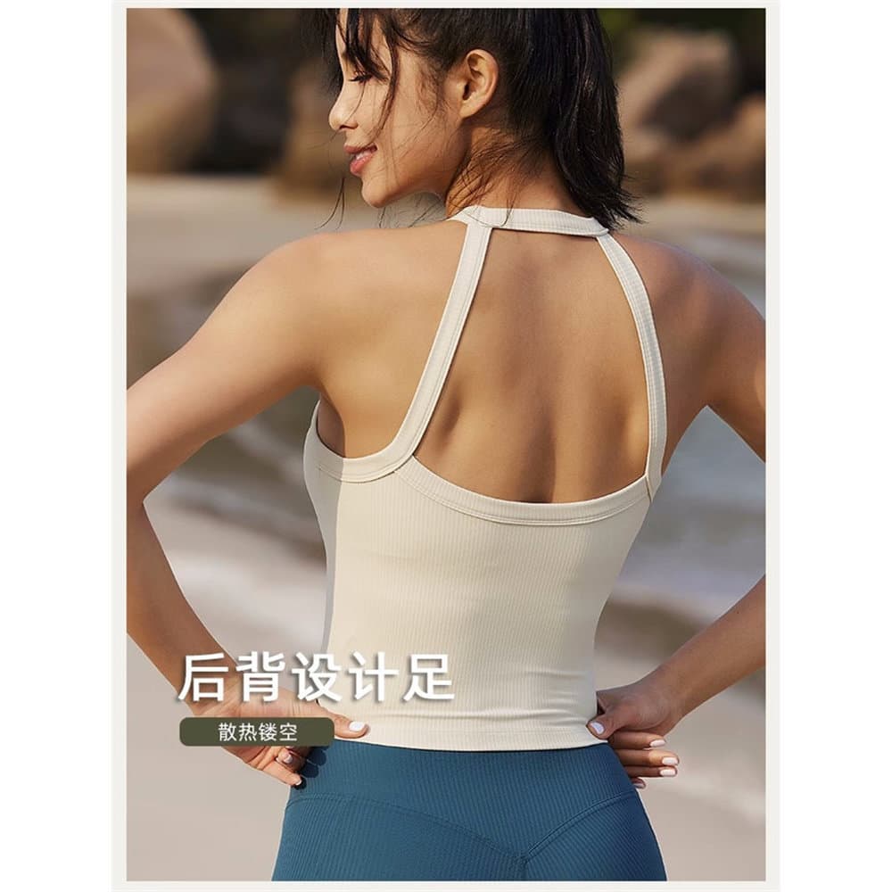 Verão novo estilo roupa interior esportiva feminina com almofada no peito bonito volta exterior usar roupas de Fitness P