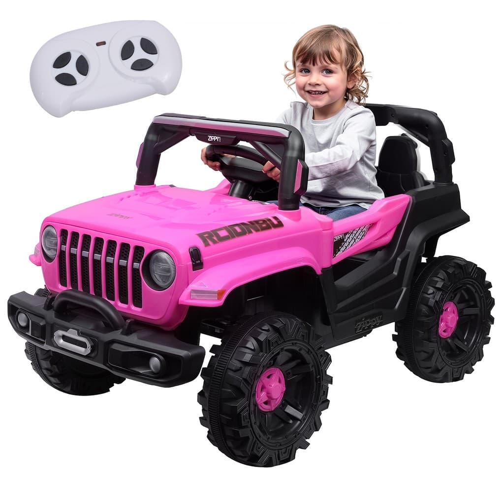 Mini Carrinho Eletrico Infantil Jipe Off Road 12V Controle Remoto Cor Rosa Até 30 Kg
