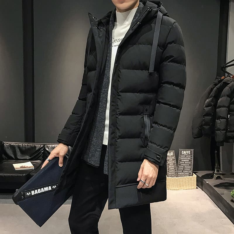 Jaqueta acolchoada masculina de comprimento médio inverno versão coreana jaqueta masculina espessada jaqueta acolchoada 