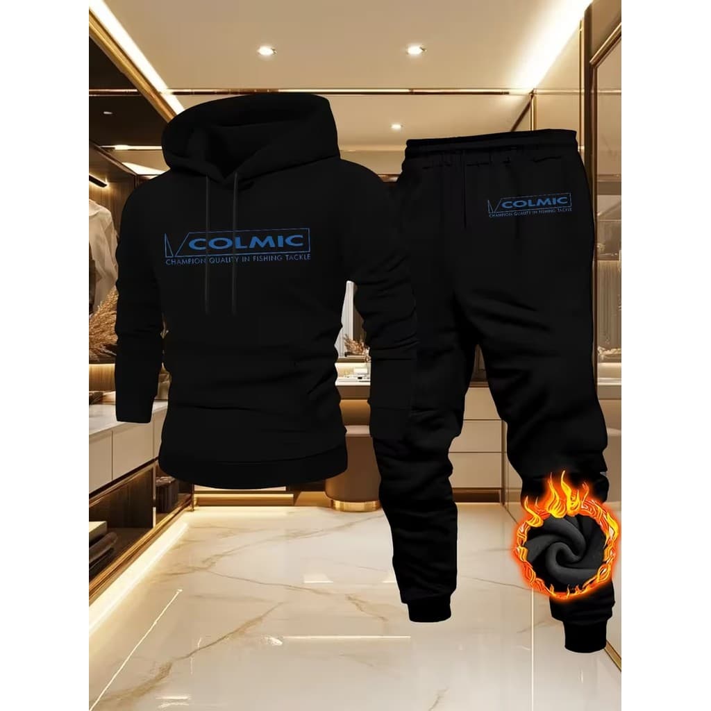 Conjunto Moletom Canguru Masculino Colmic Blusa De Frio + Calça Moletom Estampados Unissex Outono/Inverno
