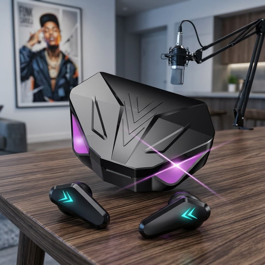 Fone Gamer Bluetooth X15 TWS Luzes LED Dinamicas Fone Ouvido Bluetooth Sem Fio Design Futurista Som