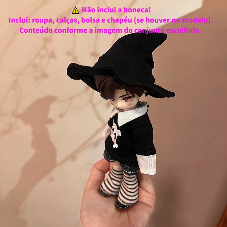 Acessórios Roupa Touca - Boneca Articulada OB11/BJD 16-17cm - Conjunto Completo