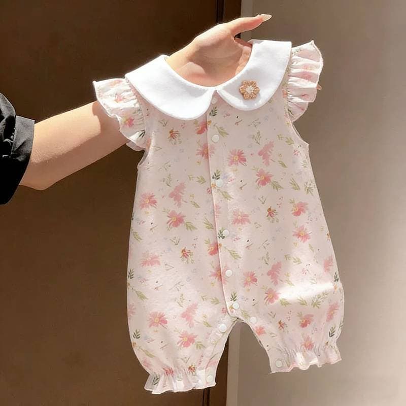 Verão estilo fino roupas da menina do bebê macacão de algodão puro estilo princesa bebê menina macacão respirável verão 