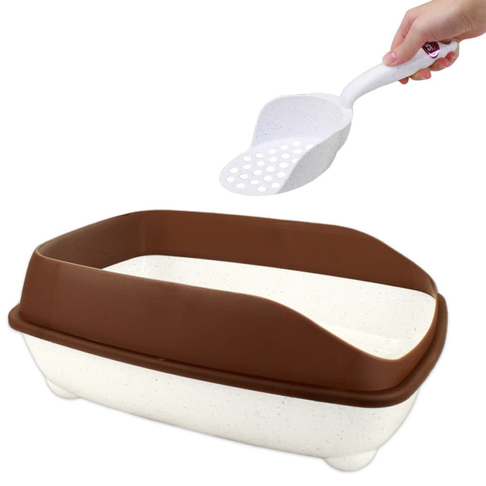 Bandeja sanitária Caixa de Areia de gato com pá coletora Pet Flex Marrom Capuccino