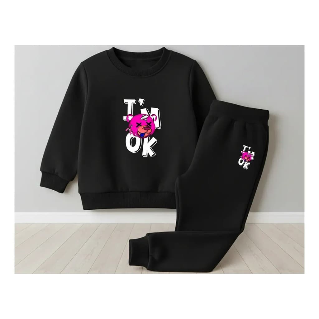 Conjunto Moletom Careca Masculino I Am Ok Blusa De Frio + Calça Moletom Estampados Unissex Outono/Inverno