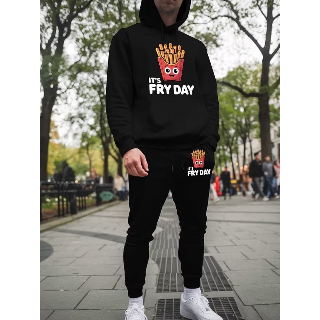 Conjunto Moletom Canguru Masculino Fritas Blusa De Frio + Calça Moletom Estampados Unissex Outono/Inverno