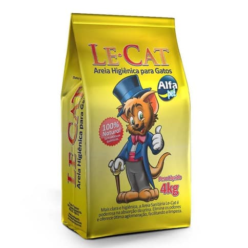 Areia Sanitária Higiênica Alfa pet Lecat para Gatos 4kg