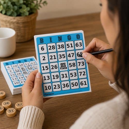 Cartela Bingo 96 Folhas Azul Jogos Recreativos Diversao Familia Educativo