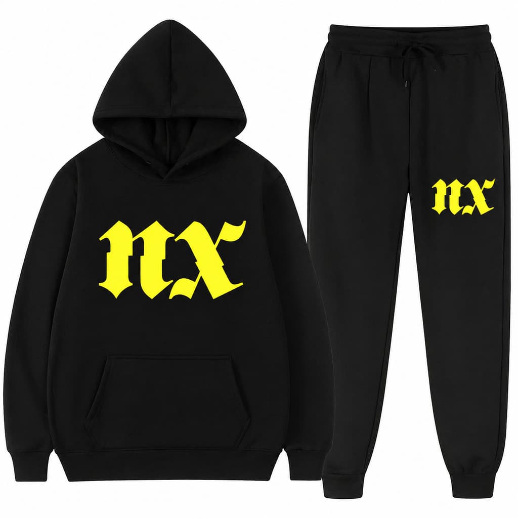 Conjunto Moletom Canguru Masculino NX Blusa De Frio + Calça Moletom Estampados Unissex Outono/Inverno