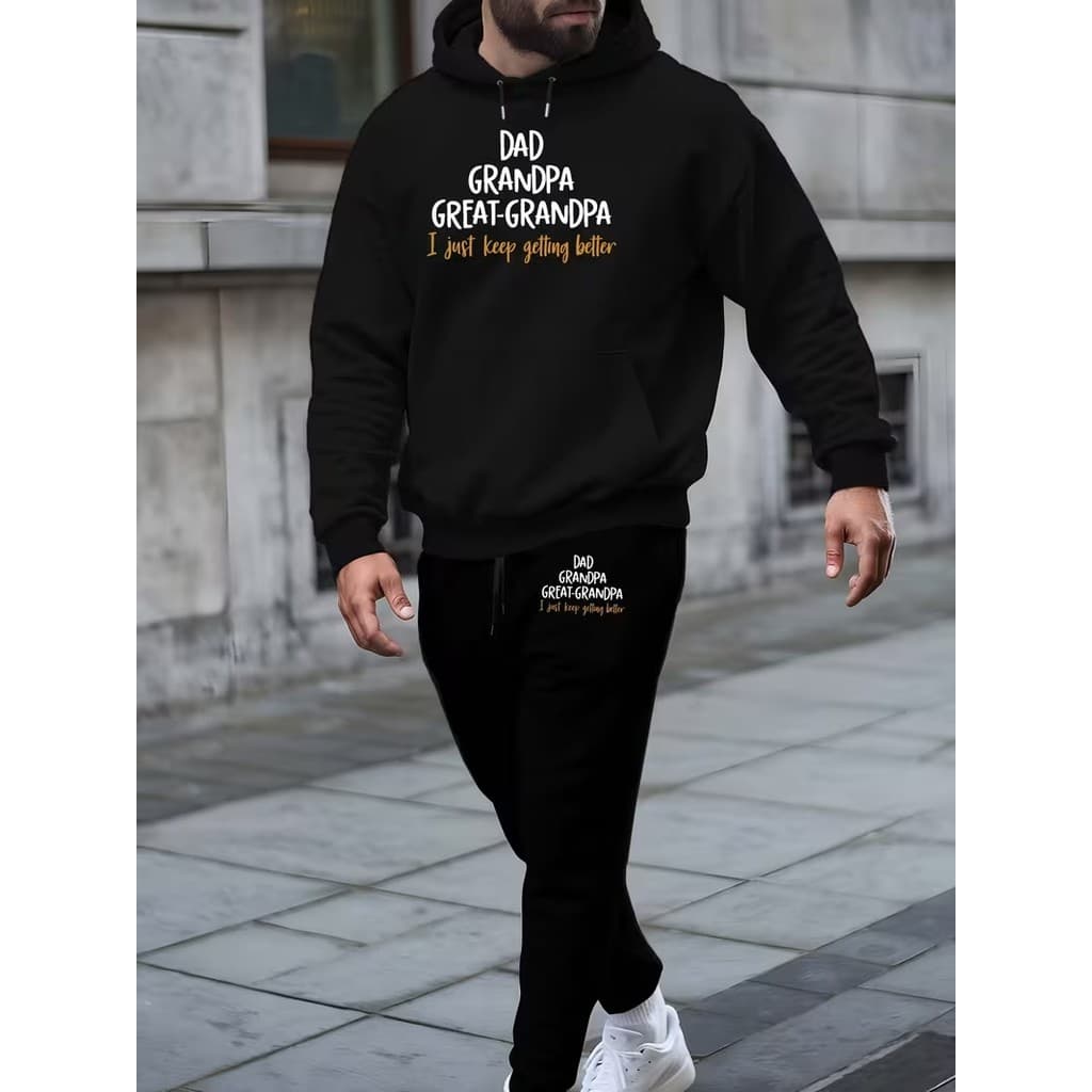 Conjunto Moletom Canguru Masculino Papai Vovô Vovó Blusa De Frio + Calça Moletom Estampados Unissex Outono/Inverno