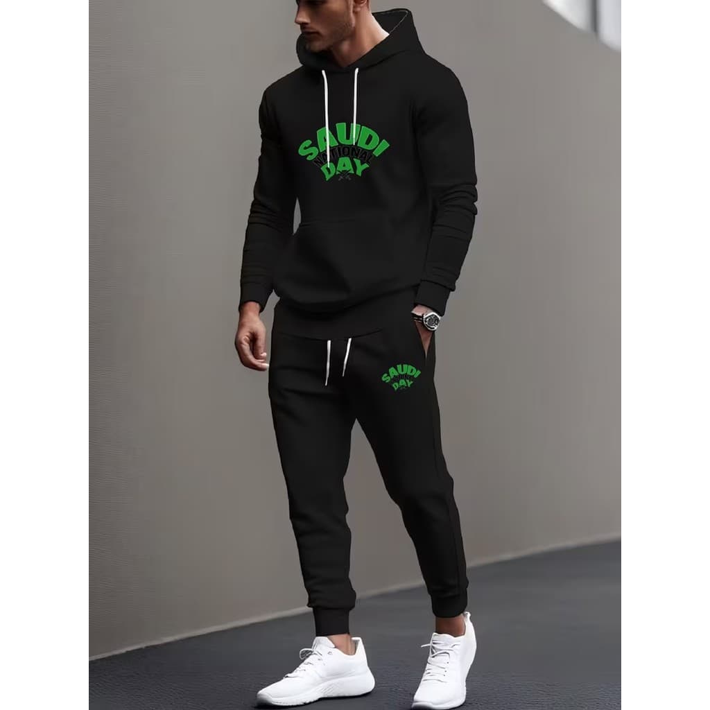 Conjunto Moletom Canguru Masculino Saudi Blusa De Frio + Calça Moletom Estampados Unissex Outono/Inverno