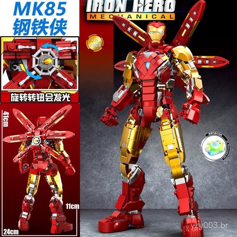 1339 peças de blocos de montar Lego, transformando Iron Man, Anti-Hulk, Hulk, Mecha King Kong, brinquedo montável para m