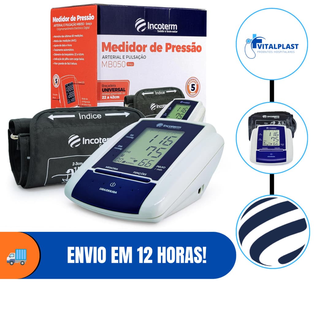Aparelho de Pressao de Braço Digital Automático Pulso e Arterial MB050 Incoterm